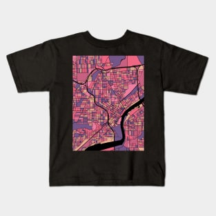 Toledo Map Pattern in Purple & Pink Kids T-Shirt